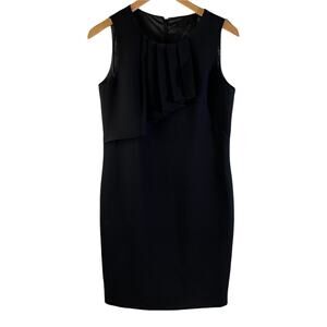 Calvin Klein Women's Sleeveless Ruffle Detail Career Dress Black Business Office